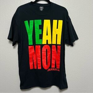 Irie Vibes Black Men’s L Cotton Shirt “Yeah Mon”‎ Jamaica Rasta Colors
